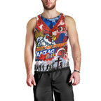Personalised Roosters ANZAC Day Men Tank Top Aboriginal Rising Sun