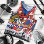 Personalised Roosters ANZAC Day Men Tank Top Aboriginal Rising Sun