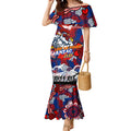 Personalised Roosters ANZAC Day Mermaid Dress Aboriginal Rising Sun