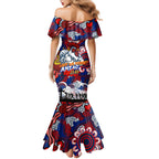 Personalised Roosters ANZAC Day Mermaid Dress Aboriginal Rising Sun