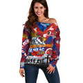 Personalised Roosters ANZAC Day Off Shoulder Sweater Aboriginal Rising Sun