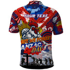 Personalised Roosters ANZAC Day Polo Shirt Aboriginal Rising Sun