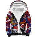 Personalised Roosters ANZAC Day Sherpa Hoodie Aboriginal Rising Sun