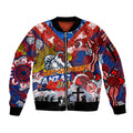 Personalised Roosters ANZAC Day Sleeve Zip Bomber Jacket Aboriginal Rising Sun