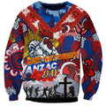 Personalised Roosters ANZAC Day Sweatshirt Aboriginal Rising Sun