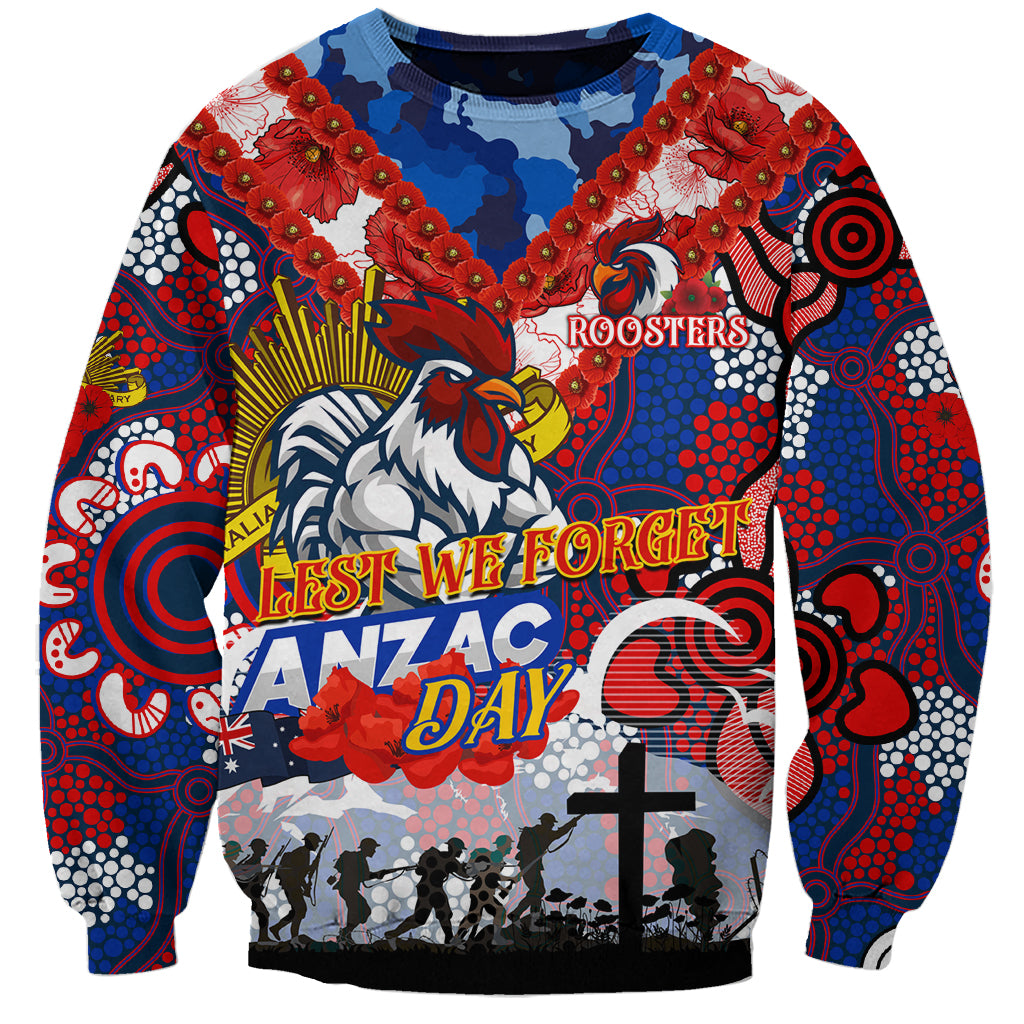 Personalised Roosters ANZAC Day Sweatshirt Aboriginal Rising Sun