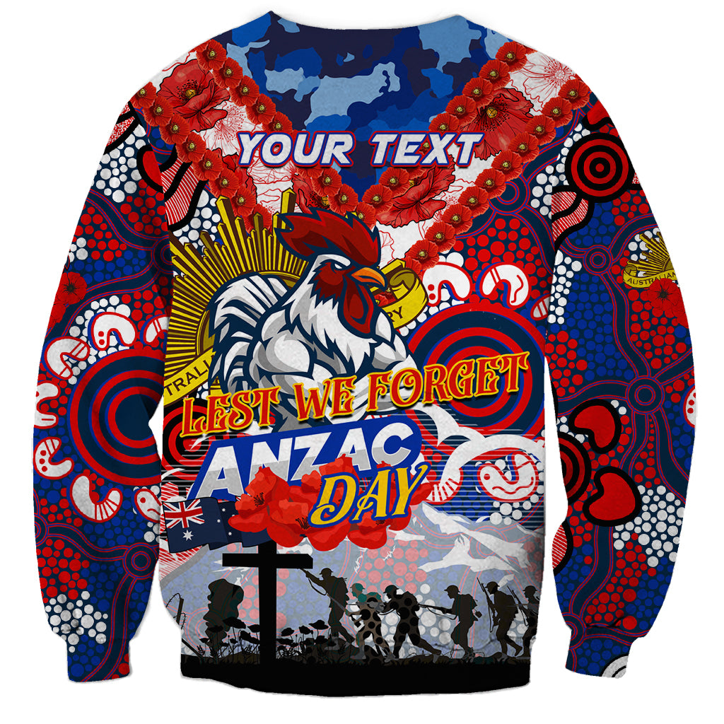 Personalised Roosters ANZAC Day Sweatshirt Aboriginal Rising Sun