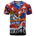 Personalised Roosters ANZAC Day T Shirt Aboriginal Rising Sun