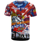 Personalised Roosters ANZAC Day T Shirt Aboriginal Rising Sun