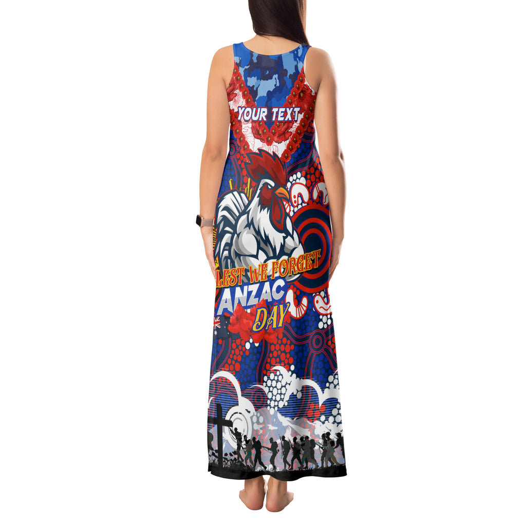 Personalised Roosters ANZAC Day Tank Maxi Dress Aboriginal Rising Sun