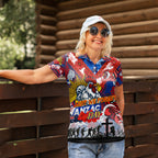 Personalised Roosters ANZAC Day Women Polo Shirt Aboriginal Rising Sun