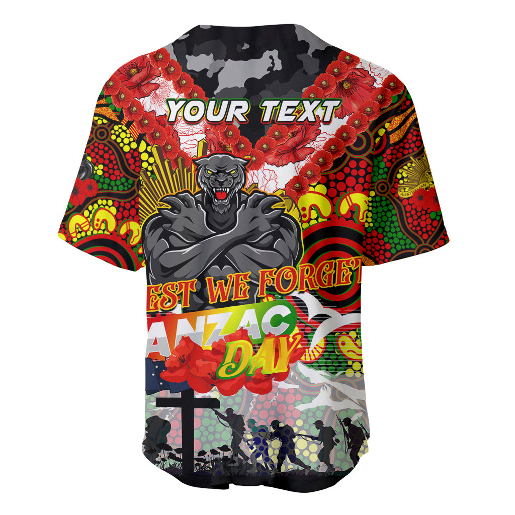 Personalised Panthers ANZAC Day Baseball Jersey Aboriginal Rising Sun