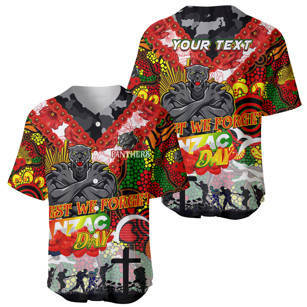 Personalised Panthers ANZAC Day Baseball Jersey Aboriginal Rising Sun