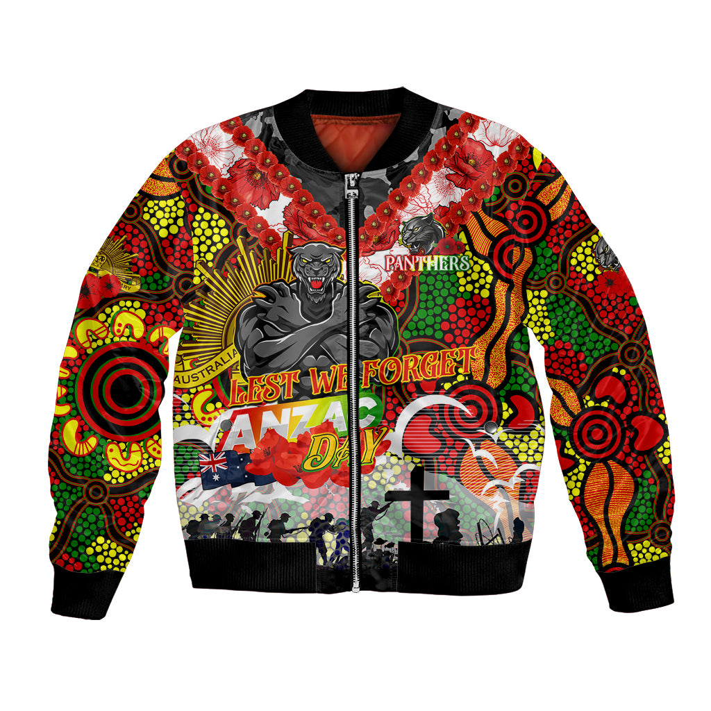 Personalised Panthers ANZAC Day Bomber Jacket Aboriginal Rising Sun