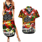 Personalised Panthers ANZAC Day Couples Matching Summer Maxi Dress and Hawaiian Shirt Aboriginal Rising Sun