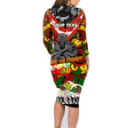Personalised Panthers ANZAC Day Family Matching Long Sleeve Bodycon Dress and Hawaiian Shirt Aboriginal Rising Sun