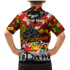 Personalised Panthers ANZAC Day Family Matching Mermaid Dress and Hawaiian Shirt Aboriginal Rising Sun