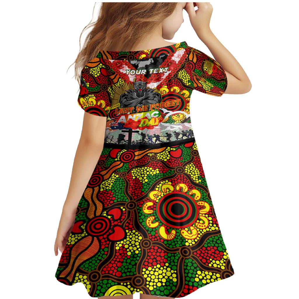 Personalised Panthers ANZAC Day Family Matching Mermaid Dress and Hawaiian Shirt Aboriginal Rising Sun