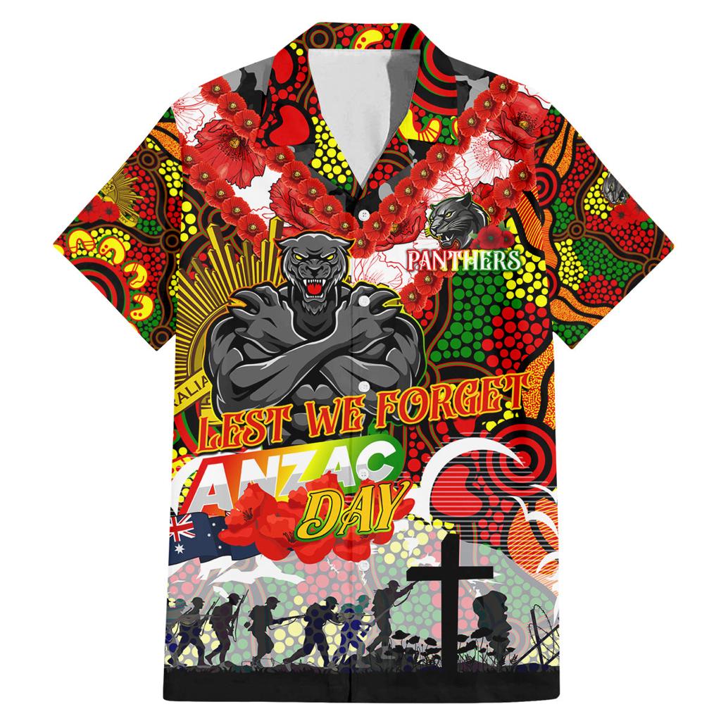 Personalised Panthers ANZAC Day Family Matching Mermaid Dress and Hawaiian Shirt Aboriginal Rising Sun