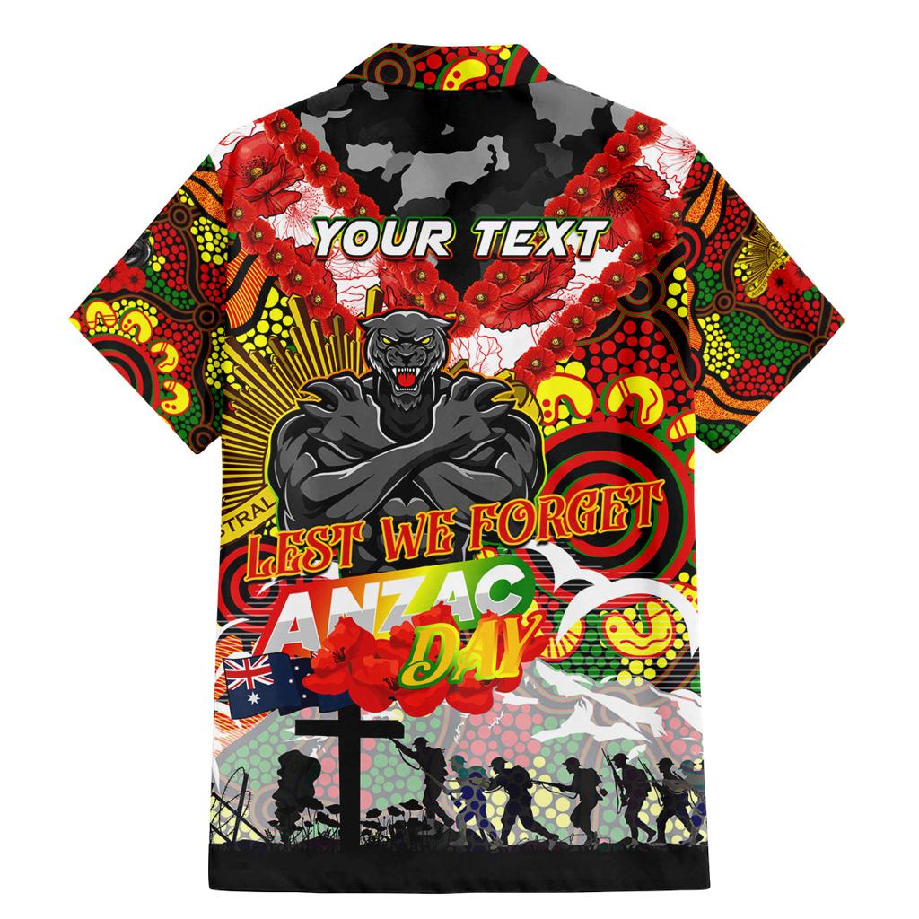 Personalised Panthers ANZAC Day Family Matching Mermaid Dress and Hawaiian Shirt Aboriginal Rising Sun