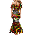 Personalised Panthers ANZAC Day Family Matching Mermaid Dress and Hawaiian Shirt Aboriginal Rising Sun