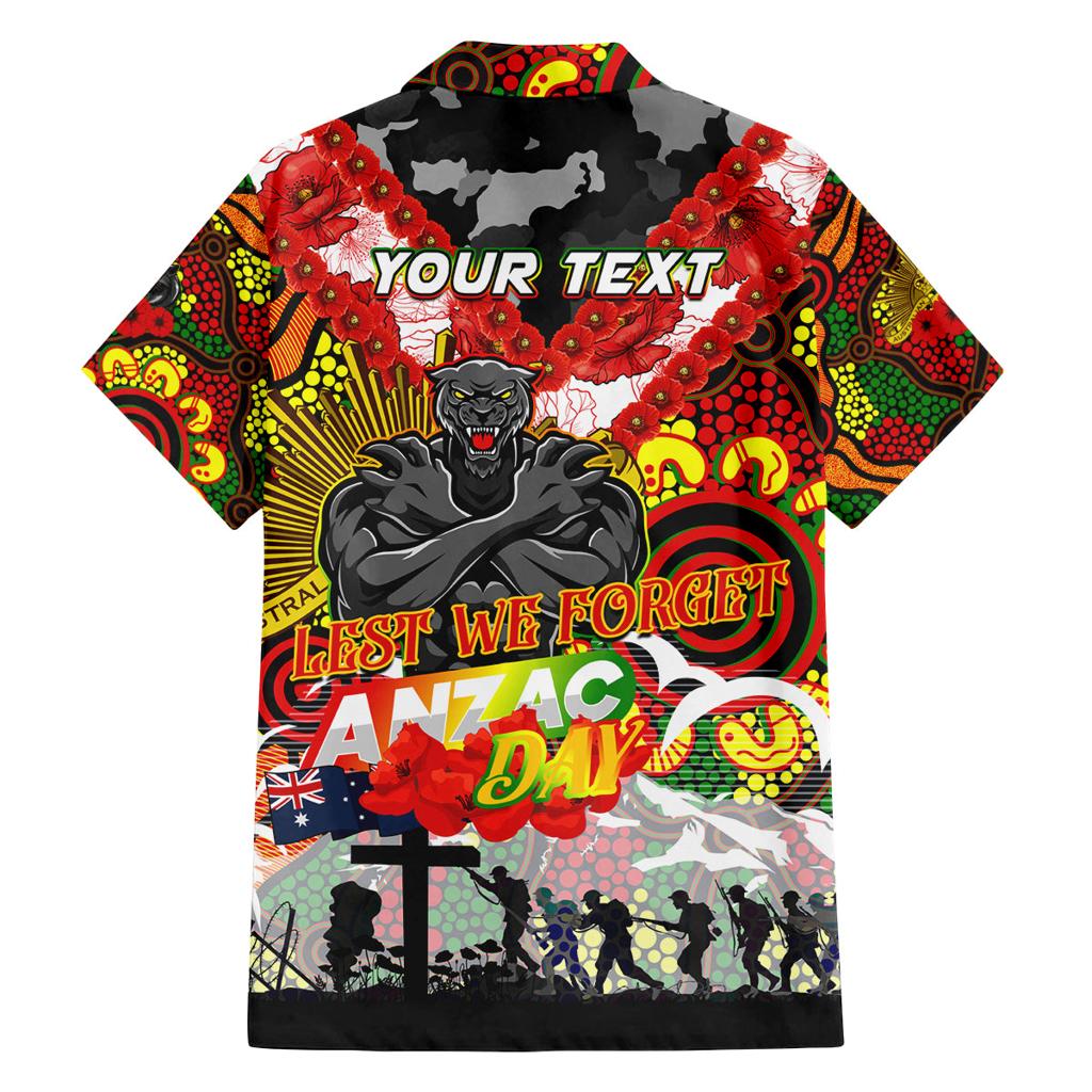 Personalised Panthers ANZAC Day Family Matching Off Shoulder Maxi Dress and Hawaiian Shirt Aboriginal Rising Sun
