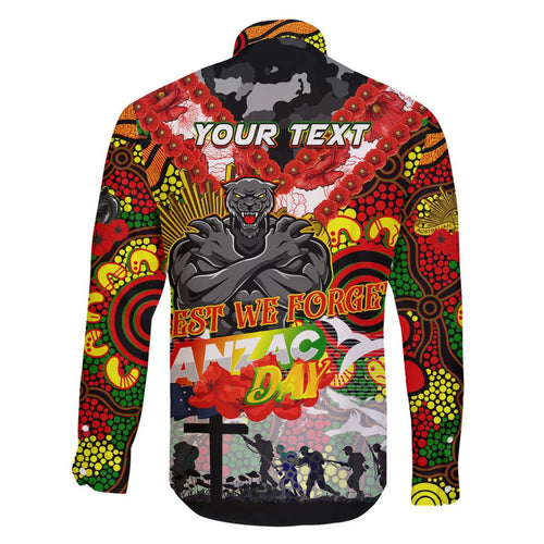 Personalised Panthers ANZAC Day Family Matching Off Shoulder Maxi Dress and Hawaiian Shirt Aboriginal Rising Sun