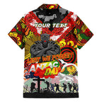 Personalised Panthers ANZAC Day Family Matching Off Shoulder Short Dress and Hawaiian Shirt Aboriginal Rising Sun