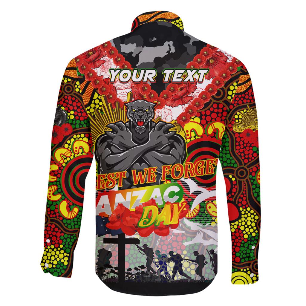 Personalised Panthers ANZAC Day Family Matching Off Shoulder Short Dress and Hawaiian Shirt Aboriginal Rising Sun