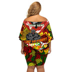 Personalised Panthers ANZAC Day Family Matching Off Shoulder Short Dress and Hawaiian Shirt Aboriginal Rising Sun