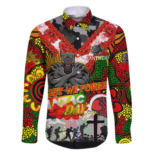 Personalised Panthers ANZAC Day Family Matching Puletasi and Hawaiian Shirt Aboriginal Rising Sun