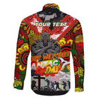 Personalised Panthers ANZAC Day Family Matching Short Sleeve Bodycon Dress and Hawaiian Shirt Aboriginal Rising Sun