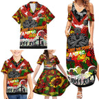 Personalised Panthers ANZAC Day Family Matching Summer Maxi Dress and Hawaiian Shirt Aboriginal Rising Sun
