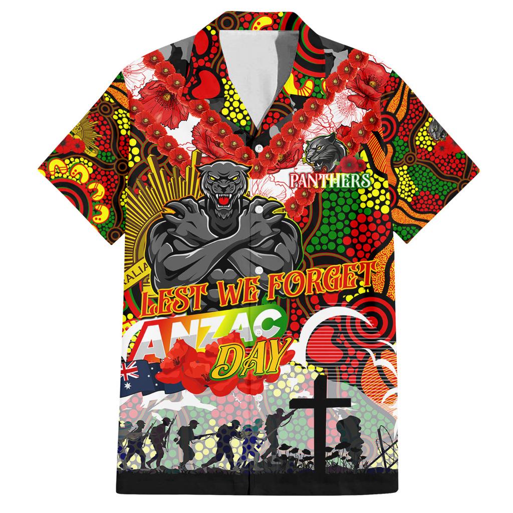 Personalised Panthers ANZAC Day Family Matching Summer Maxi Dress and Hawaiian Shirt Aboriginal Rising Sun