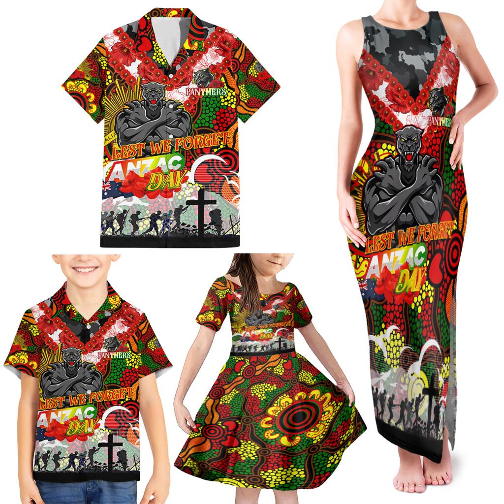 Personalised Panthers ANZAC Day Family Matching Tank Maxi Dress and Hawaiian Shirt Aboriginal Rising Sun