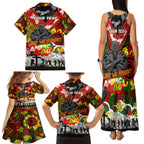 Personalised Panthers ANZAC Day Family Matching Tank Maxi Dress and Hawaiian Shirt Aboriginal Rising Sun