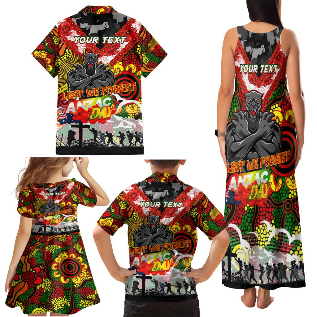 Personalised Panthers ANZAC Day Family Matching Tank Maxi Dress and Hawaiian Shirt Aboriginal Rising Sun