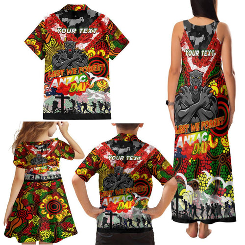 Personalised Panthers ANZAC Day Family Matching Tank Maxi Dress and Hawaiian Shirt Aboriginal Rising Sun