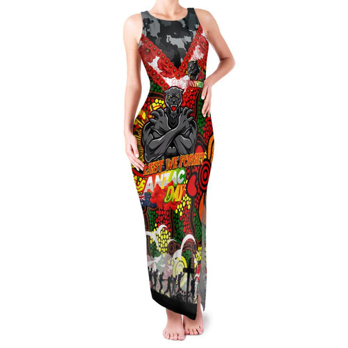 Personalised Panthers ANZAC Day Family Matching Tank Maxi Dress and Hawaiian Shirt Aboriginal Rising Sun