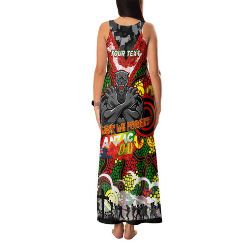 Personalised Panthers ANZAC Day Family Matching Tank Maxi Dress and Hawaiian Shirt Aboriginal Rising Sun