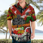 Personalised Panthers ANZAC Day Hawaiian Shirt Aboriginal Rising Sun