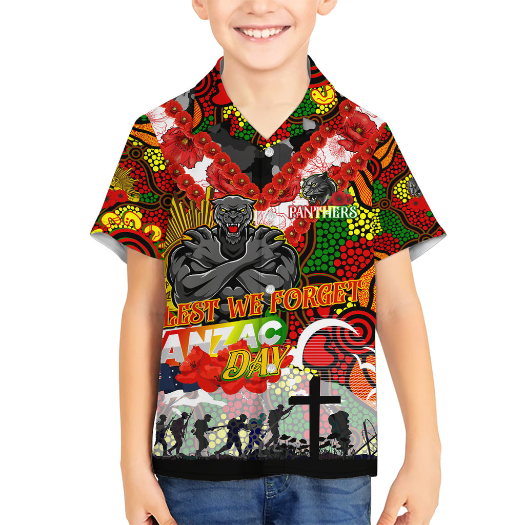 Personalised Panthers ANZAC Day Hawaiian Shirt Aboriginal Rising Sun
