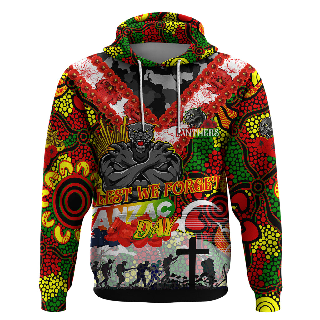 Personalised Panthers ANZAC Day Hoodie Aboriginal Rising Sun