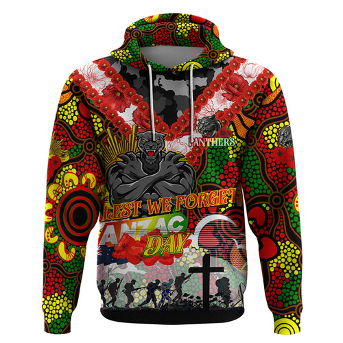 Personalised Panthers ANZAC Day Hoodie Aboriginal Rising Sun