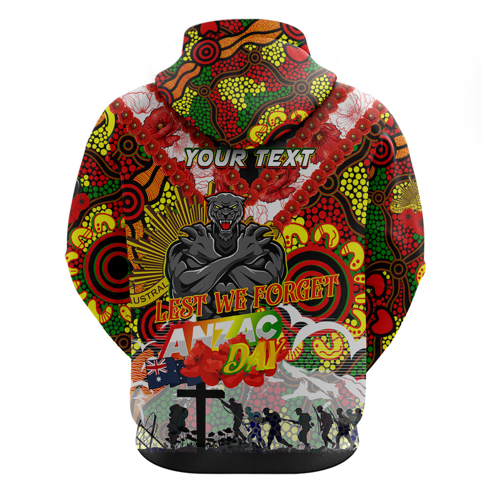 Personalised Panthers ANZAC Day Hoodie Aboriginal Rising Sun