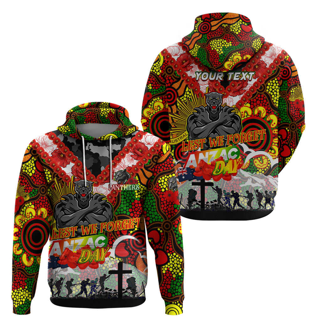 Personalised Panthers ANZAC Day Hoodie Aboriginal Rising Sun