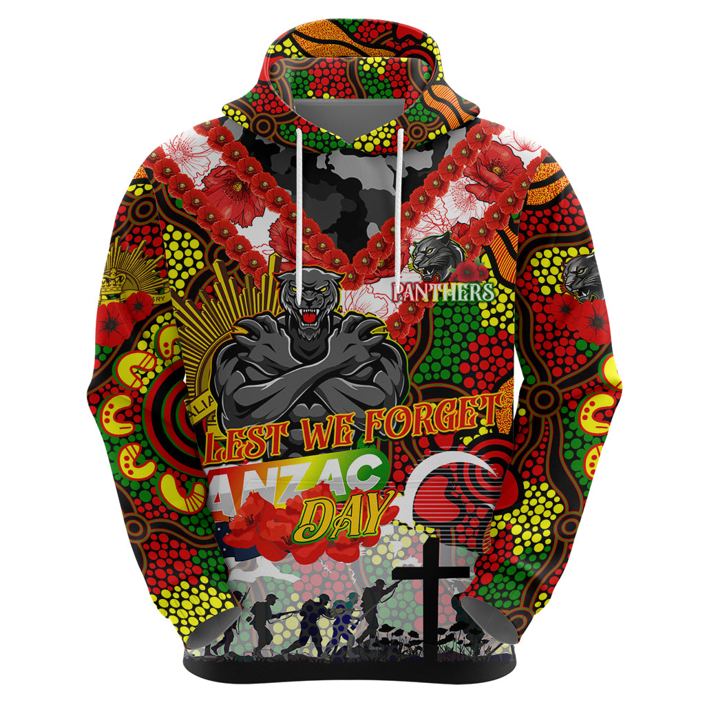 Personalised Panthers ANZAC Day Hoodie Aboriginal Rising Sun