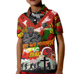 Personalised Panthers ANZAC Day Kid Polo Shirt Aboriginal Rising Sun