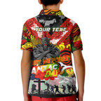 Personalised Panthers ANZAC Day Kid Polo Shirt Aboriginal Rising Sun