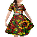Personalised Panthers ANZAC Day Kid Short Sleeve Dress Aboriginal Rising Sun